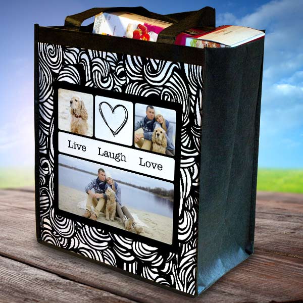 Create a reusable grocery bag, beach bag or travel bag with your pets photo on it