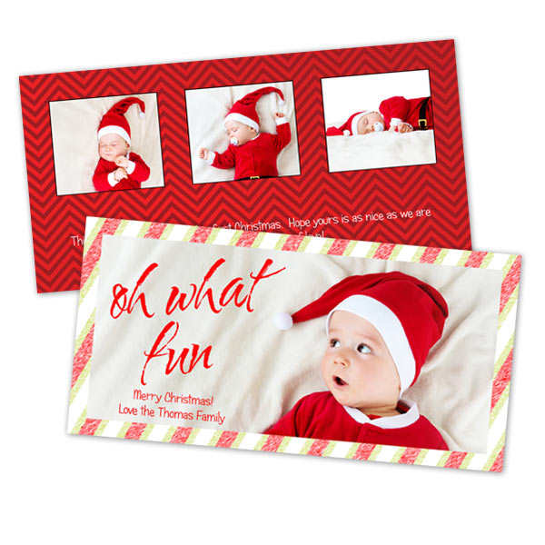 Print Shop Holiday Cards with double sided print options to share more photos