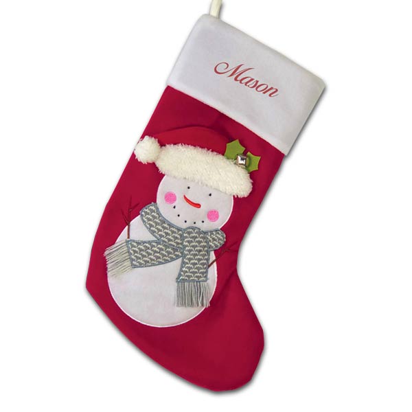 Create a fun snowman stocking with any name embroidered on it