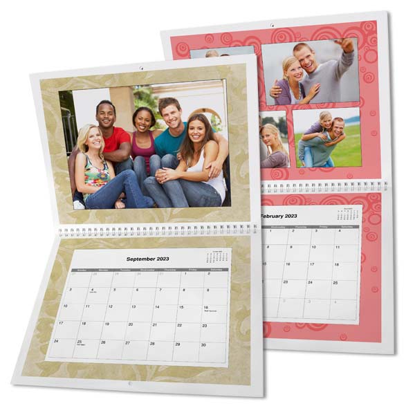 Create 12 month wall calendar personalized with photos and text, makes the perfect gift!