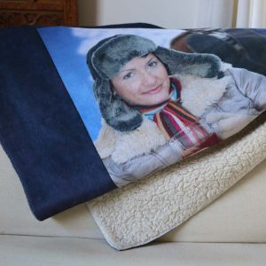 Designer Sherpa Photo Blanket personalized with photos, text and backgrounds