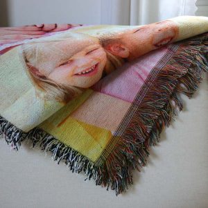 Add life to your home with a photo collage woven tapestry blanket for your wall or sofa