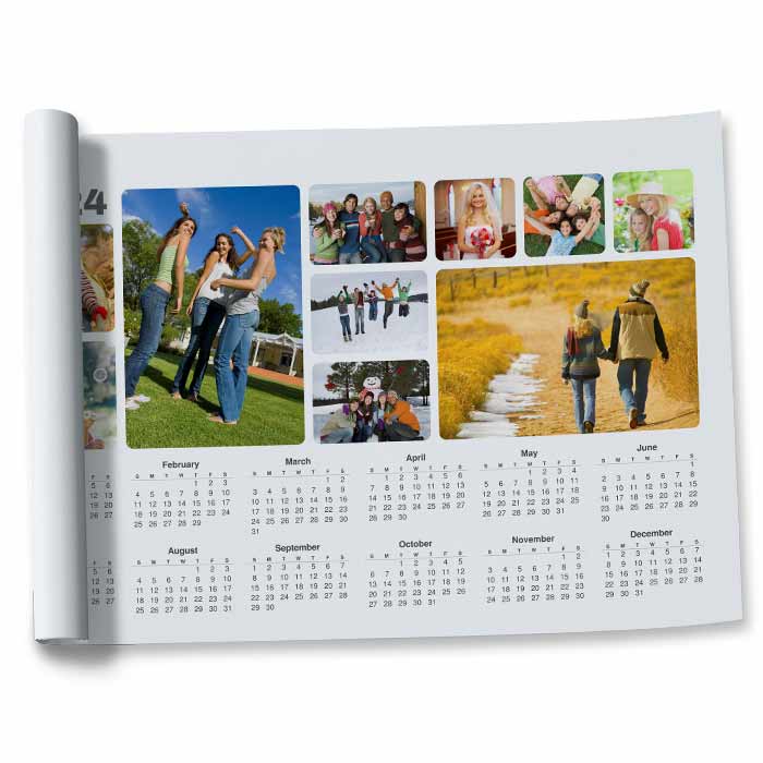 Create a 12x18 year at a glance poster size calendar using your own photos