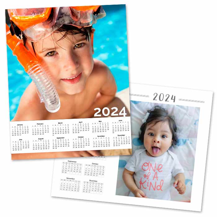 View the year 2024 all at once with a single page calendar featuring your photo