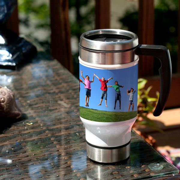 Custom Travel mugs are great for business, or simply just add a photo to your mug and enjoy