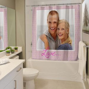 Create your own shower curtain and brighten up your bathroom with a funny photo or smiling faces of loved ones