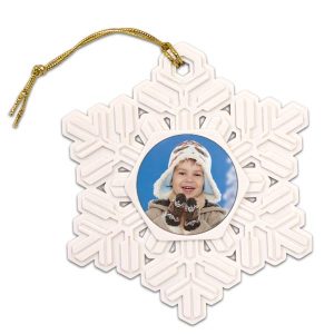 Add your photo to a light weight light plastic resin snowflake for your christmas tree