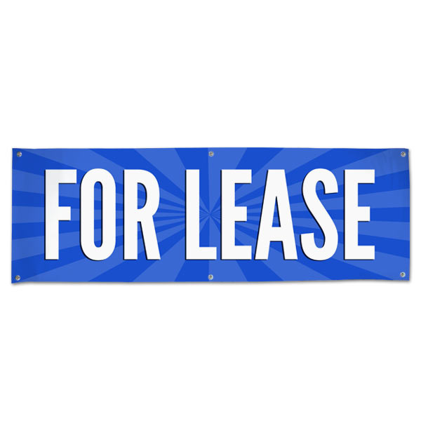 Lease your space and announce it to all with an easy to read banner blue For Lease Banner size 6x2