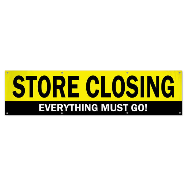 STORE CLOSING VINYL BANNER SIGN clearance signs close everything must go shop 