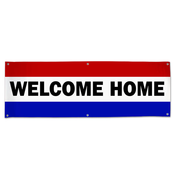 Welcome someone loved home with a patriotic red white and blue Welcome Home Banner size 6x2