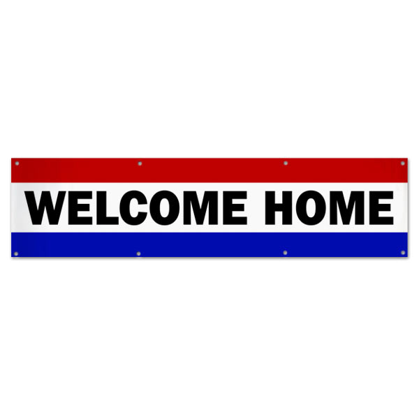Welcome someone loved home with a patriotic red white and blue Welcome Home Banner size 8x2
