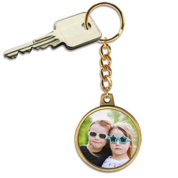 Create a personalized key chain to keep your keys together with a custom antique gold key ring
