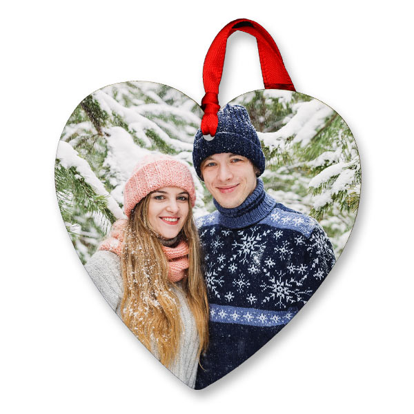Create a heart shaped ornament with a photo of someone you care about for the holidays