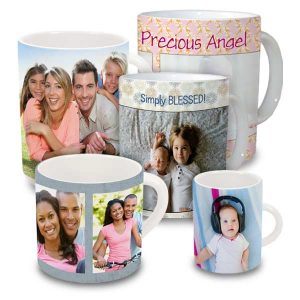 Photo mugs of all sizes are ready for you to customize with photos and text