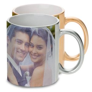 Elegant metallic mugs are great for wedding and anniversaries