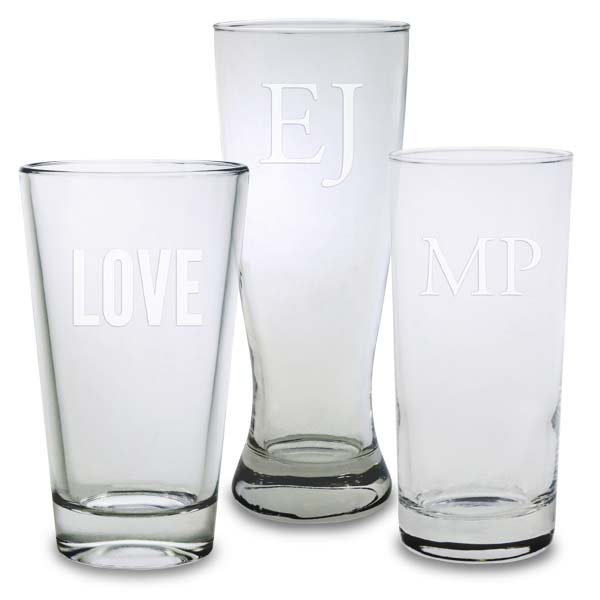 Etched glassware with your name or monogram makes a statement