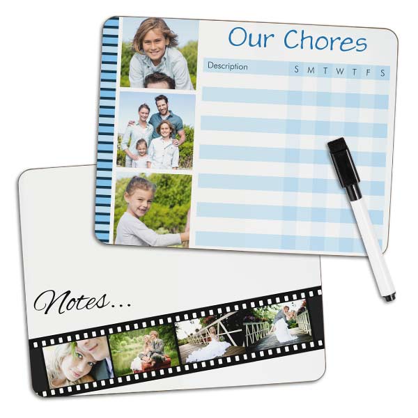 Create a custom dry erase note board for your home with photos