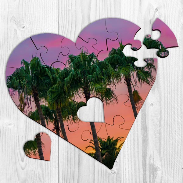 Create a beautiful glossy finish heart shaped wooden puzzle with your own photo