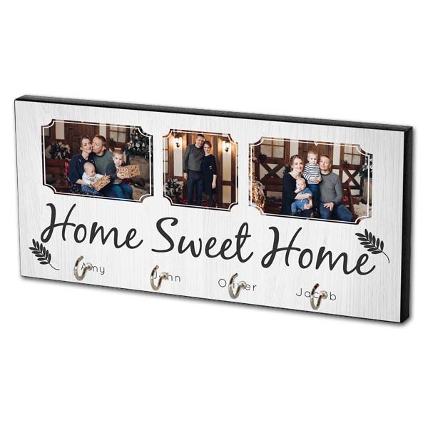 Personalize a key hanger for your home with photos and family name