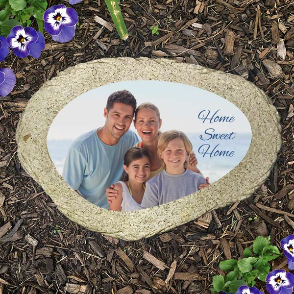 Brighten up your garden or yard with a photo printed on stone