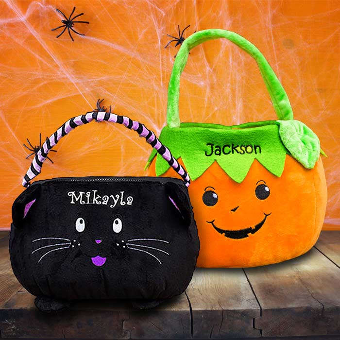 Personalized Halloween bags with your childs name embroidered on